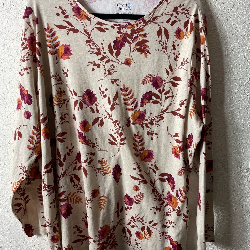 Croft and Barrow Fall Floral Classic Tee Knit Tunic Sz 3X